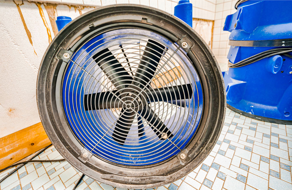 Pict of a drying fan for water extraction for the blog article "When HVAC Systems Become Water Damage Culprits".